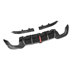 Real Carbon Fiber KB Style Rear Diffuser with LED Light for BMW 3 Series
