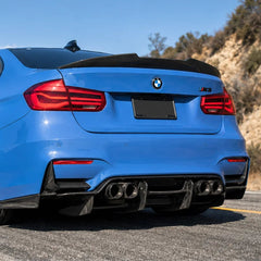 Carbon Fiber PSM Style Rear Diffuser Lip for BMW M3 F80 / M4 F82 F83 Competition (2014–2018) | 5-Piece Kit
