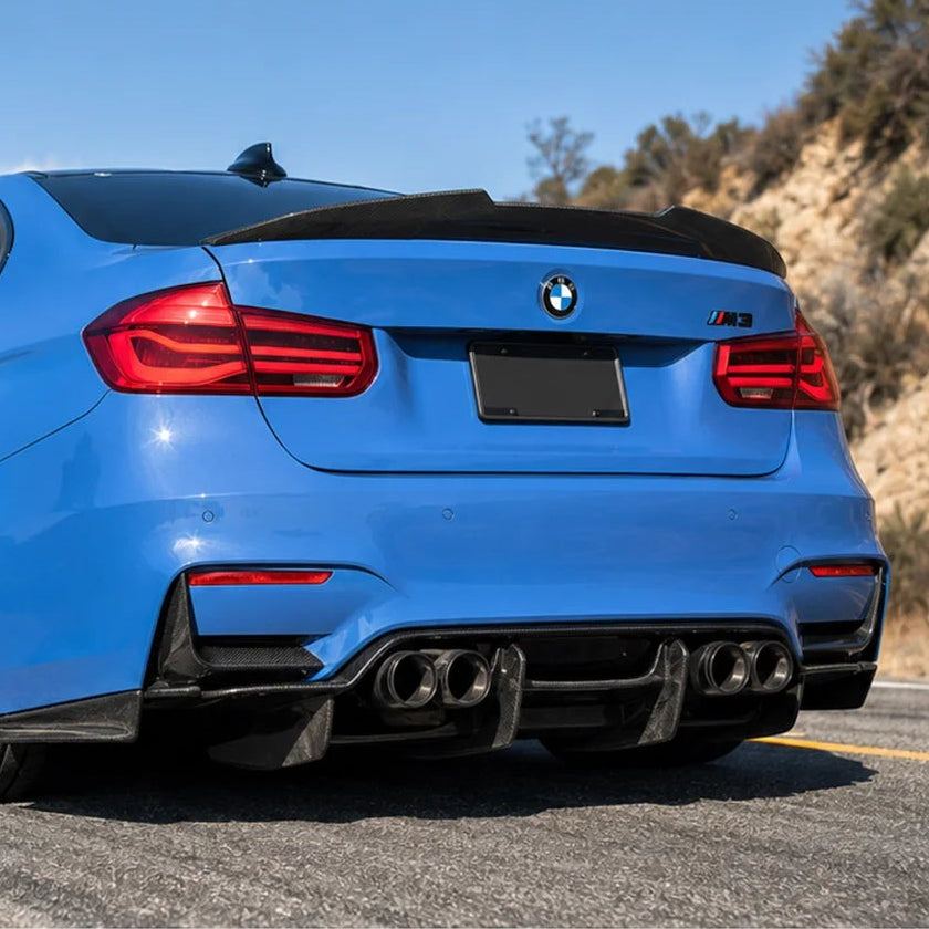 Carbon Fiber PSM Style Rear Diffuser Lip for BMW M3 F80 / M4 F82 F83 Competition (2014–2018) | 5-Piece Kit