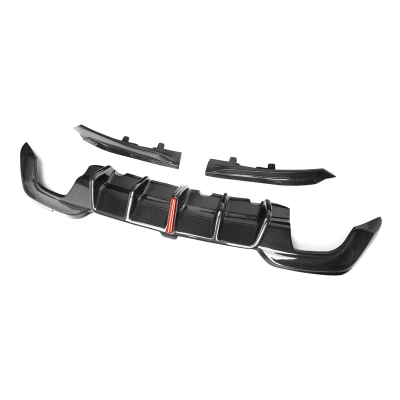 Real Carbon Fiber KB Style Rear Diffuser with LED Light for BMW 3 Series