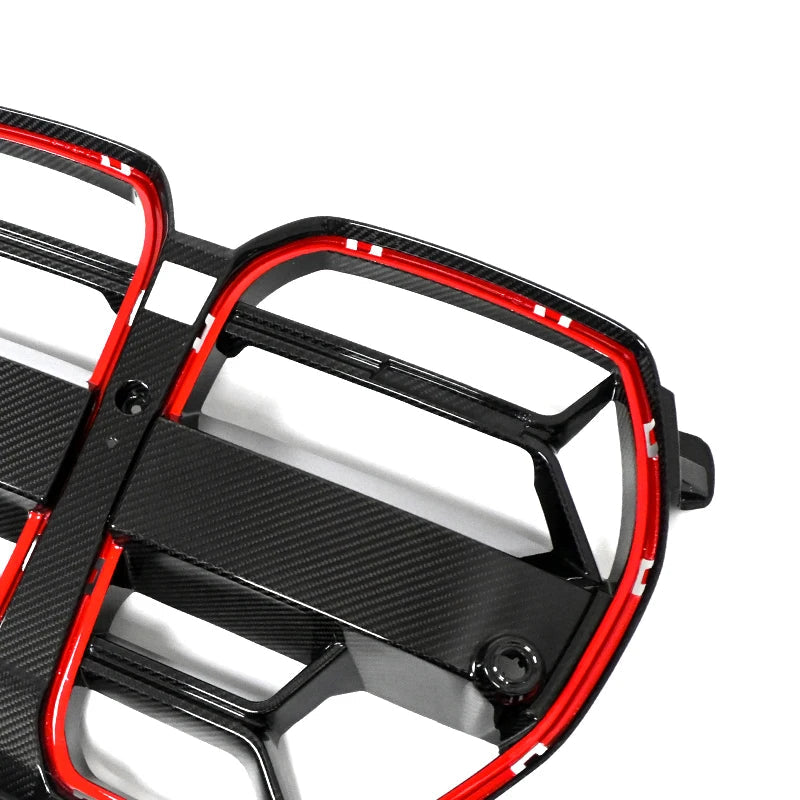 Carbon Fiber Front Grille with Red Edge Trim for BMW M3/M4 (G80/G82/G83) 2021+ | Racing Air Intake Grille