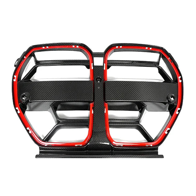 Carbon Fiber Front Grille with Red Edge Trim for BMW M3/M4 (G80/G82/G83) 2021+ | Racing Air Intake Grille