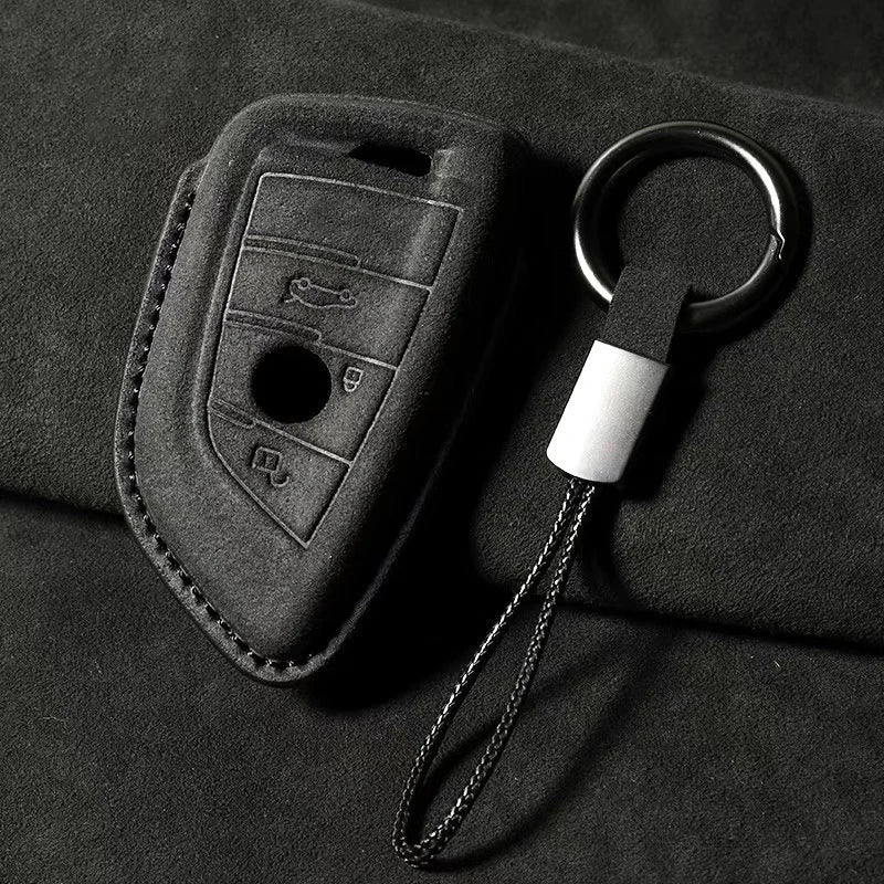 Premium Suede Key Fob Cover with Felt Lining for BMW