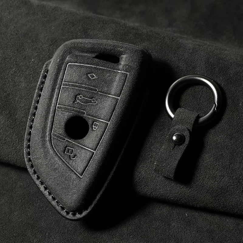 Premium Suede Key Fob Cover with Felt Lining for BMW