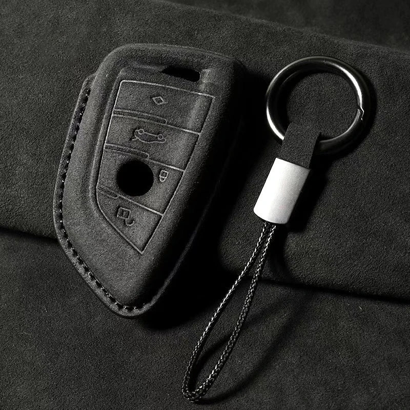 Premium Suede Key Fob Cover with Felt Lining for BMW