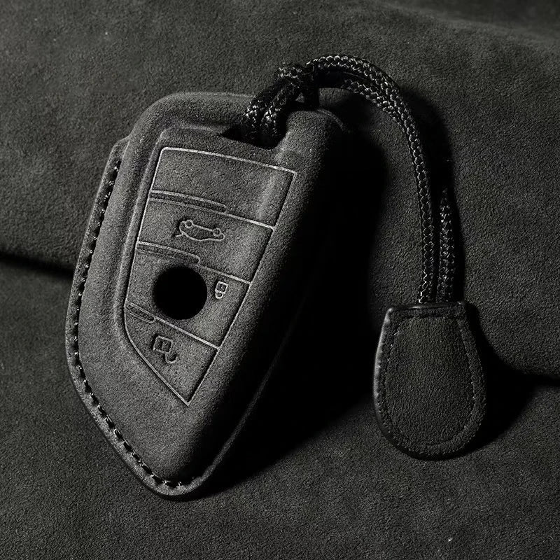 Premium Suede Key Fob Cover with Felt Lining for BMW
