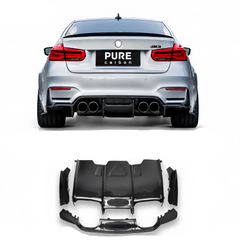 Carbon Fiber PSM Style Rear Diffuser Lip for BMW M3 F80 / M4 F82 F83 Competition (2014–2018) | 5-Piece Kit