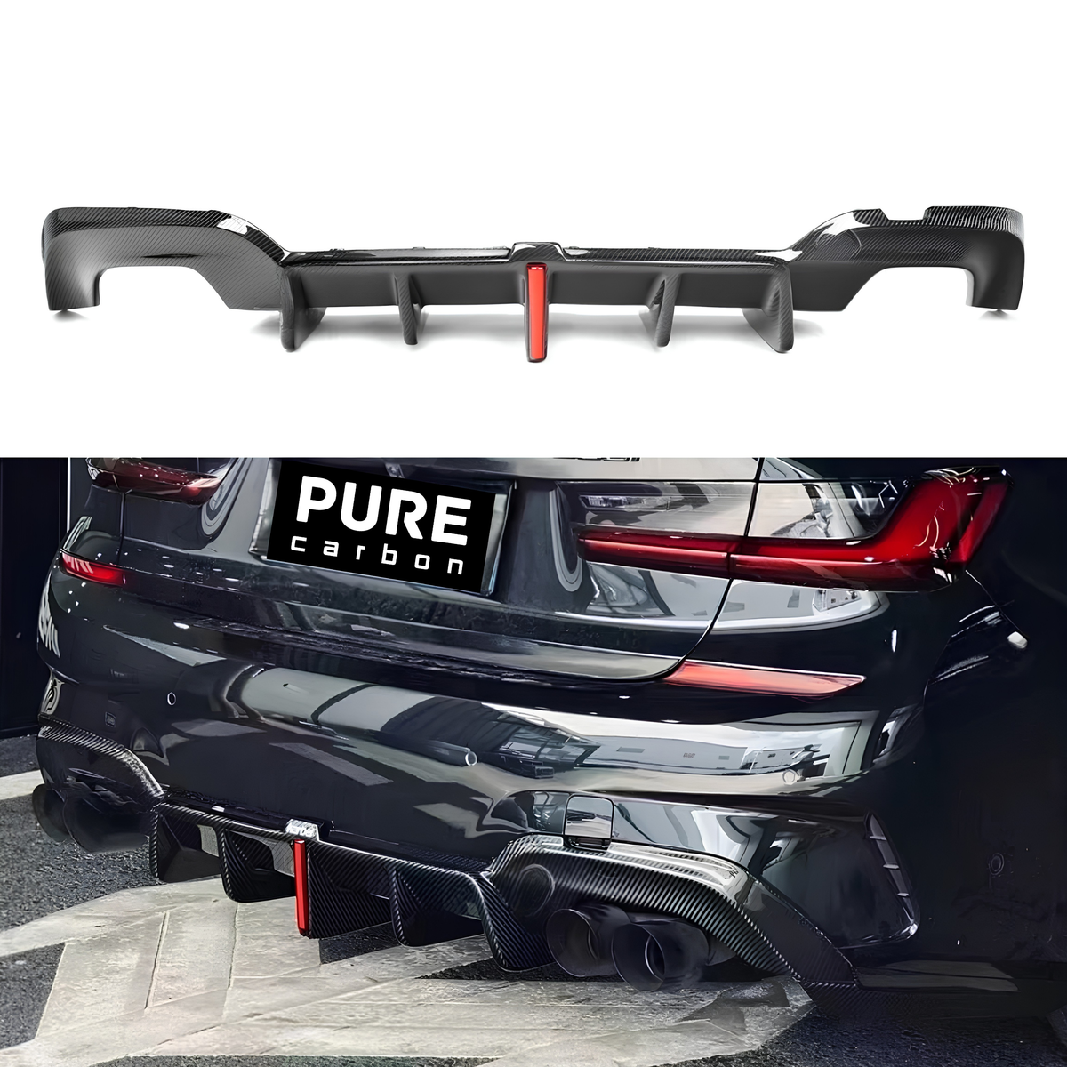 BMW 3 Series G20 G28 2019-2023 Hight Quality KB Style Carbon Fiber Rear Bumper Defuser